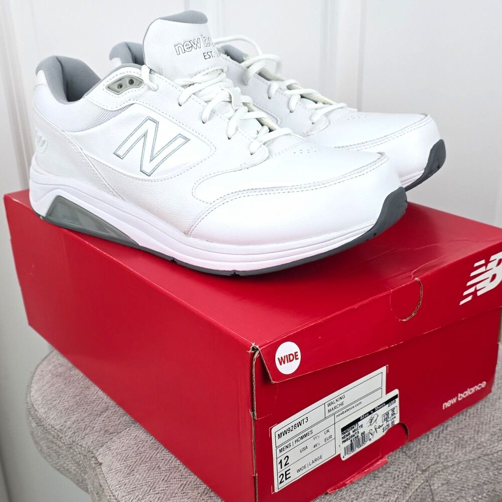 New Balance 928V3 MW928WT3 Men's Walking Shoes White/Gray 2E Leather Size 12 NIB